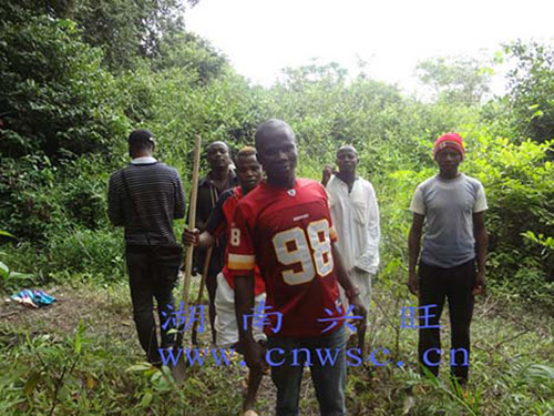 與非洲工人在礦區